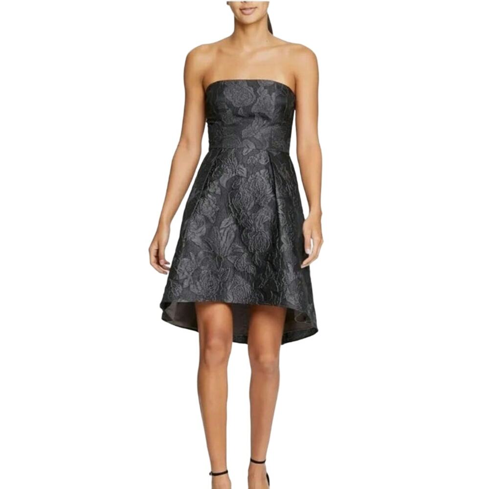 Halston Heritage Women's Fit and Flare Metallic Jacquard Dress Gunmetal Grey 12